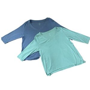 J. Jill Prima ¾ Sleeve V-Neck Top Bundle 100% Cotton  L Petite